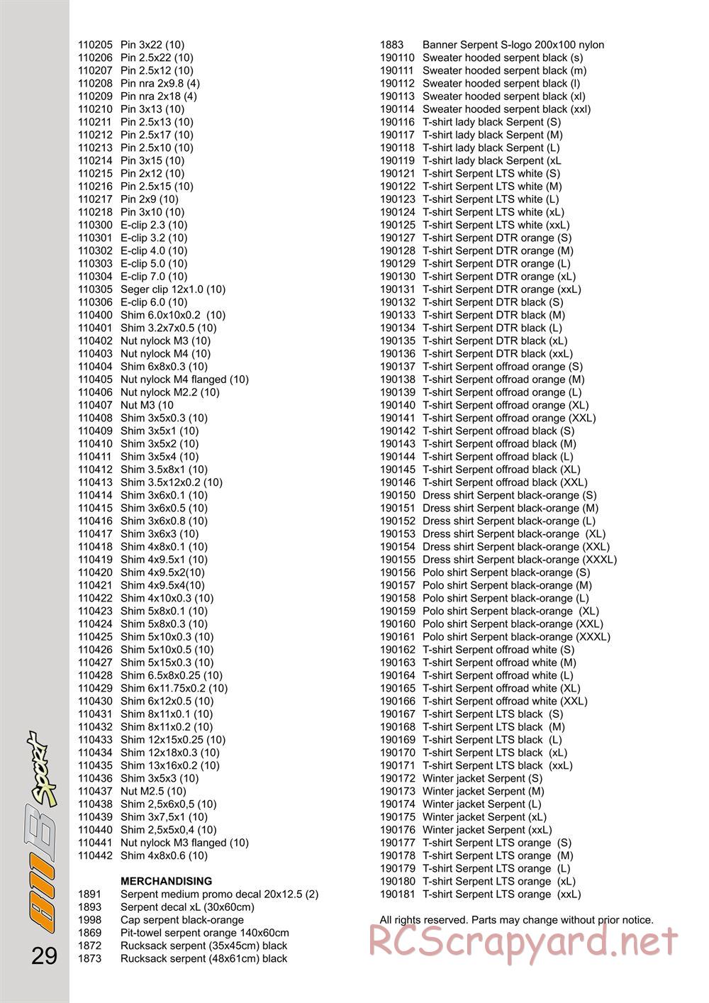 Serpent - Cobra 811 Buggy Sport - Manual - Page 29