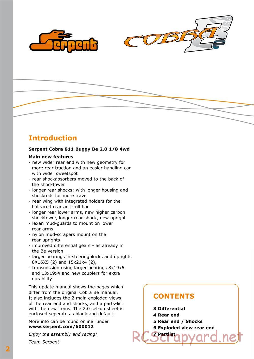 Serpent - Cobra 811 Be 2.0 - Update Manual - Page 2
