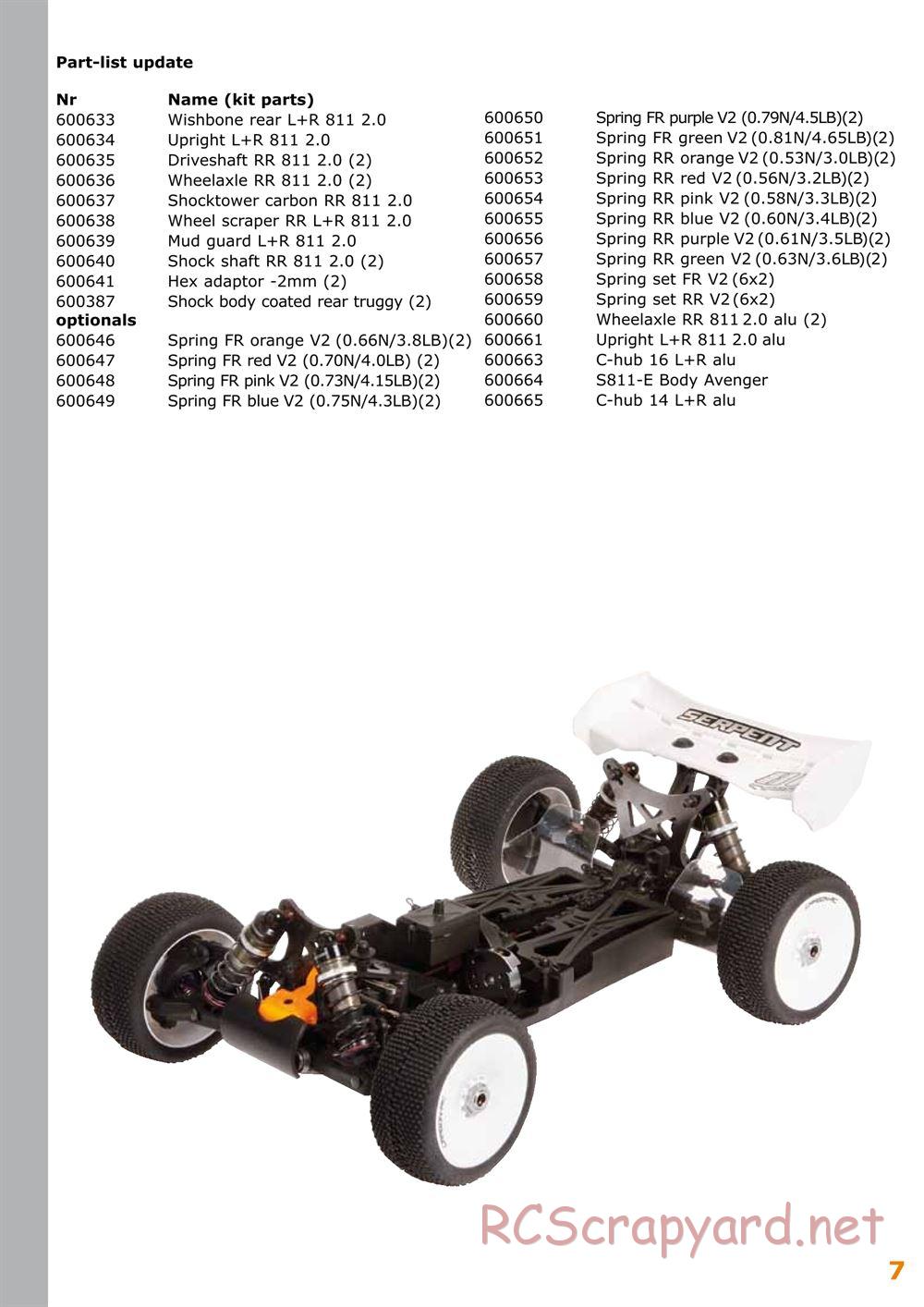 Serpent - Cobra 811 Be 2.0 - Update Manual - Page 7