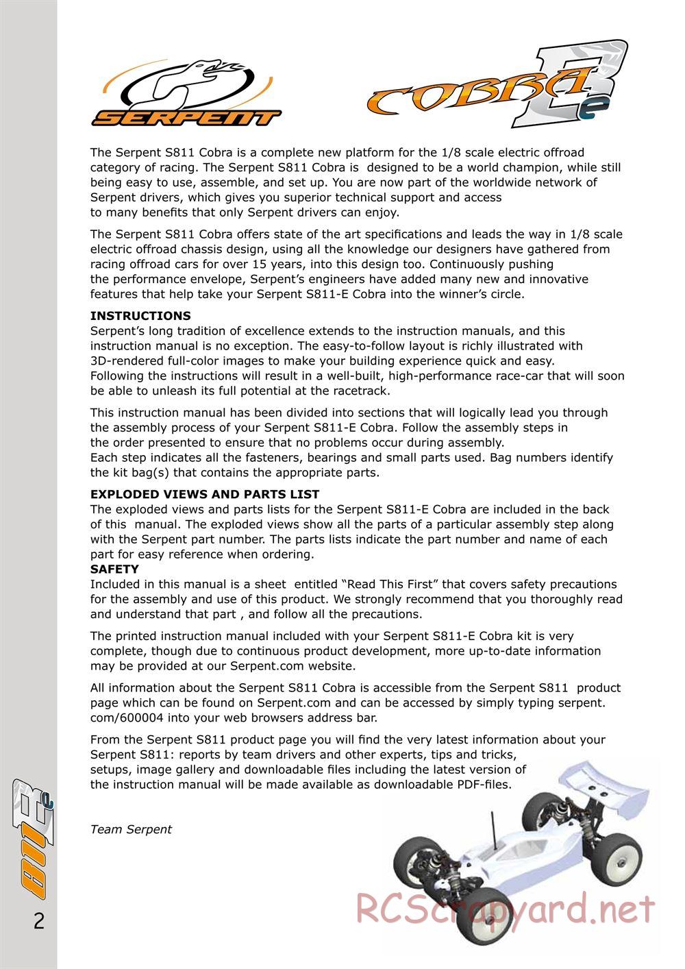 Serpent - Cobra 811 Be - Manual - Page 2