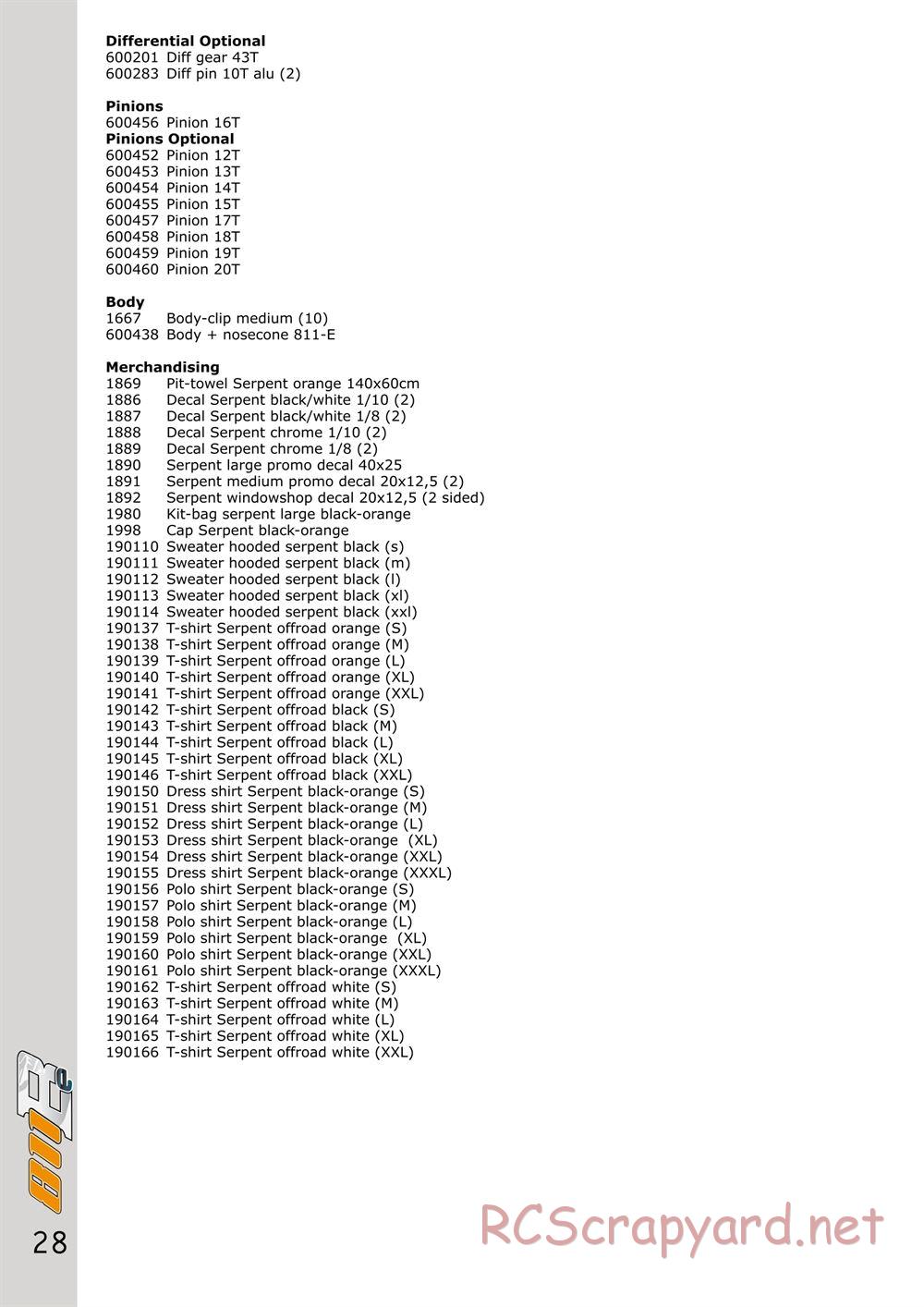 Serpent - Cobra 811 Be - Manual - Page 28