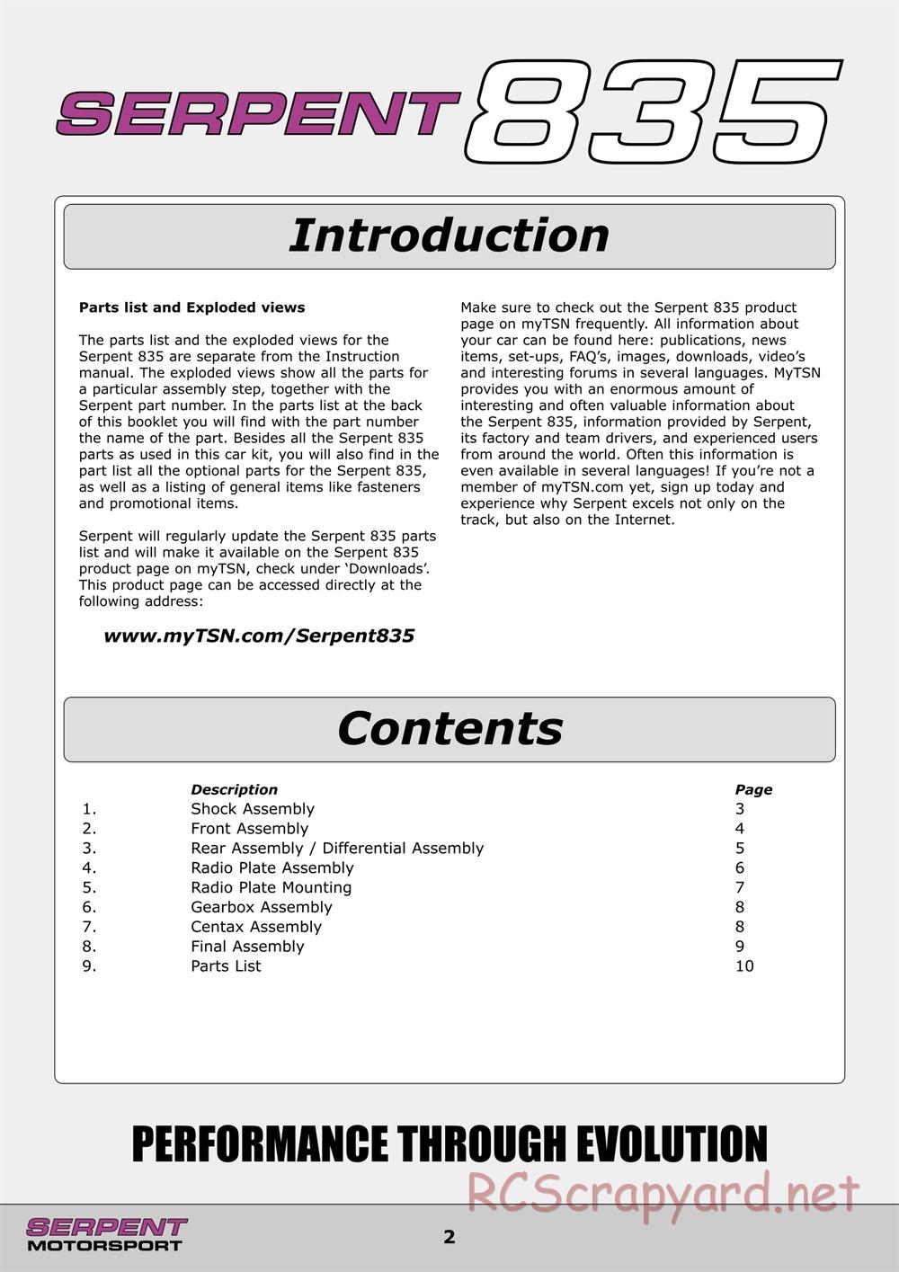 Serpent - 835 - Exploded View and Parts List - Page 2