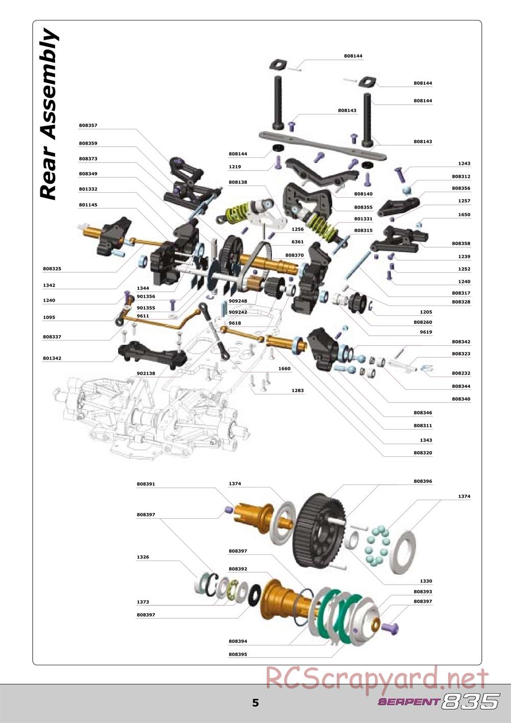 Serpent - 835 - Exploded View and Parts List - Page 5