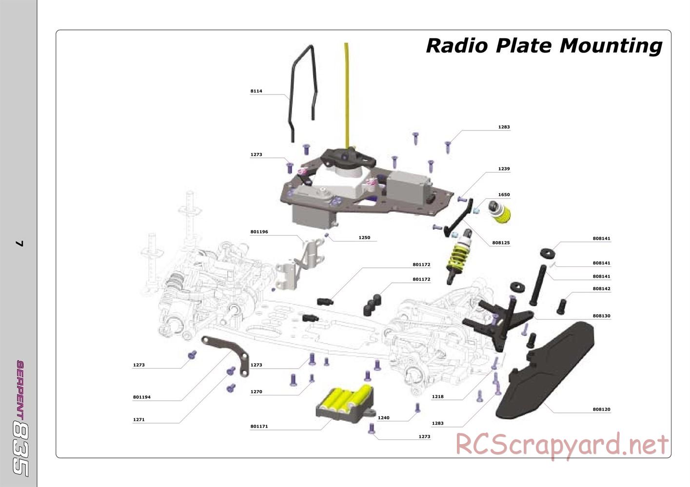 Serpent - 835 - Exploded View and Parts List - Page 7