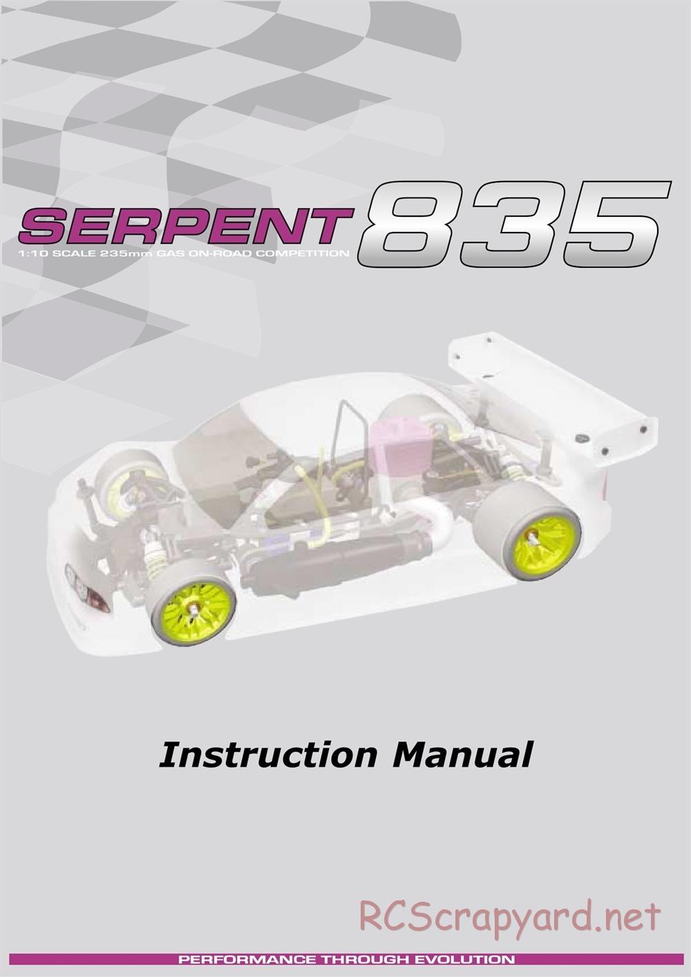 Serpent - 835 - Manual - Page 1