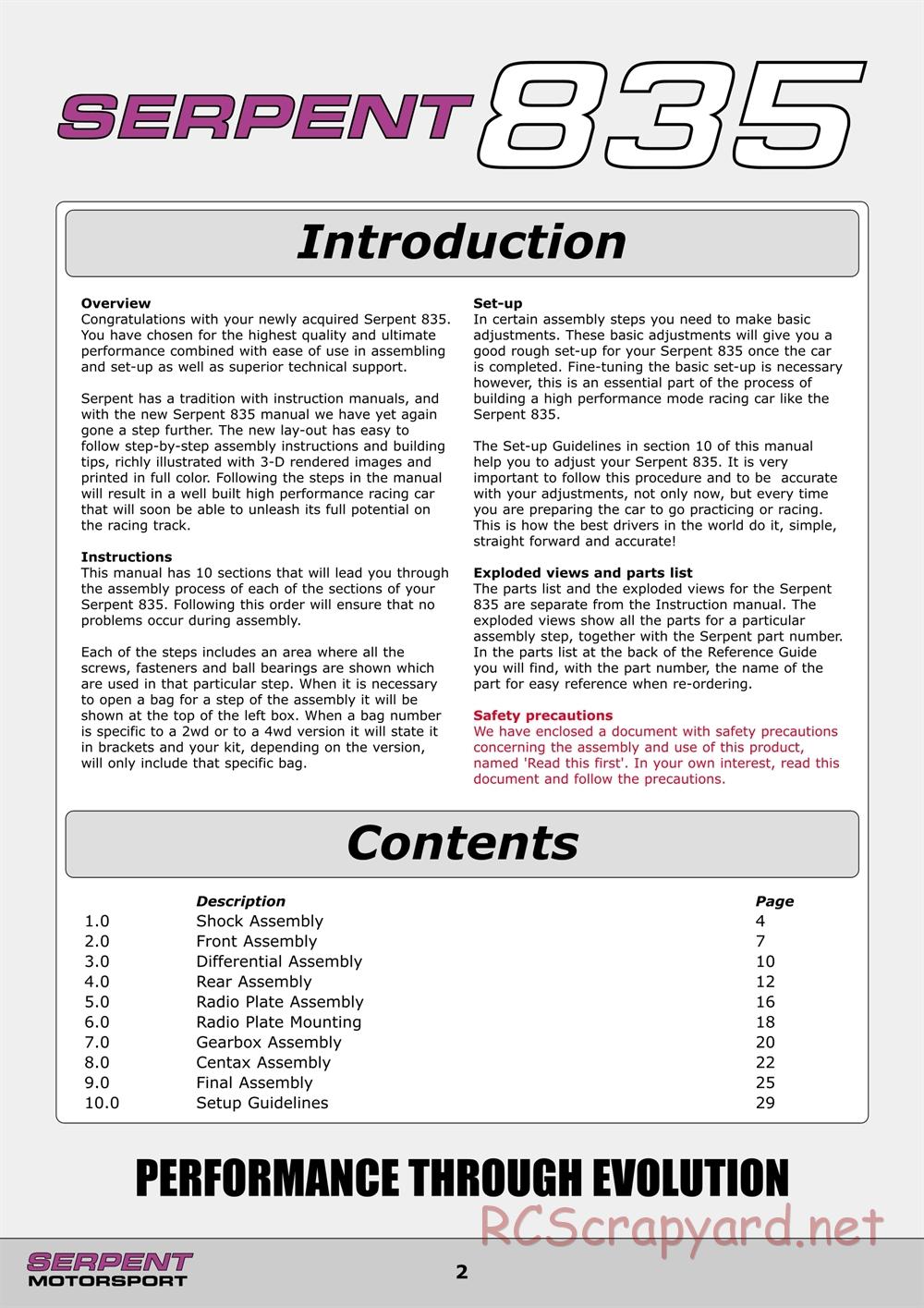 Serpent - 835 - Manual - Page 2