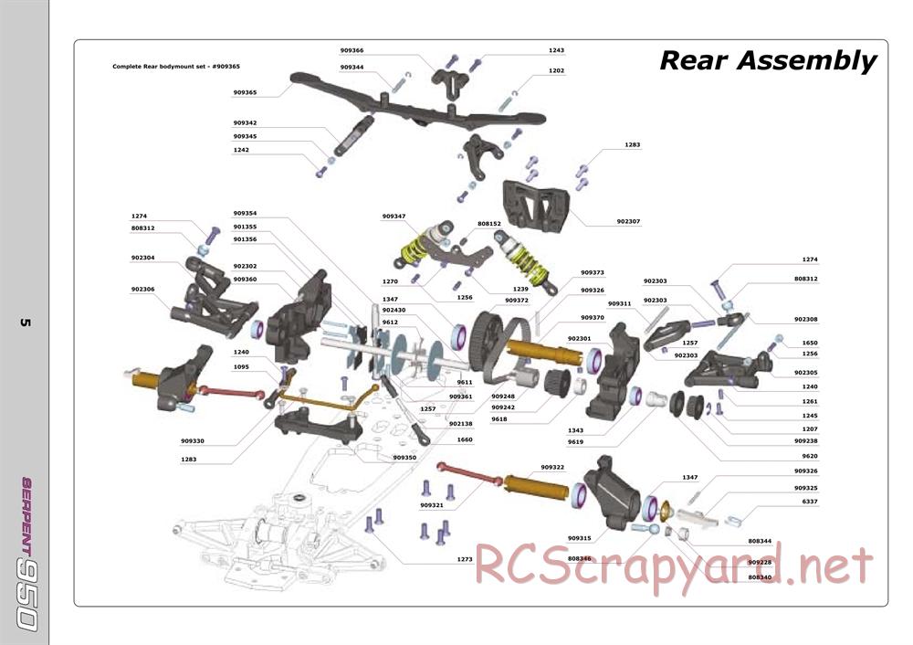 Serpent - 950 - Exploded View and Parts List - Page 5
