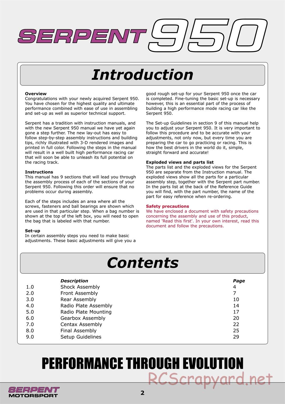 Serpent - 950 - Manual - Page 2