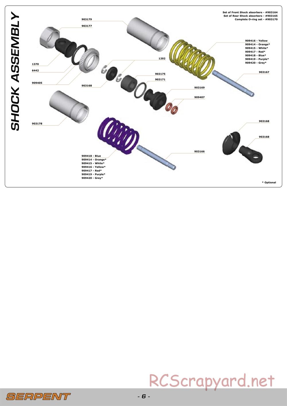 Serpent - 960 - Exploded View and Parts List - Page 6