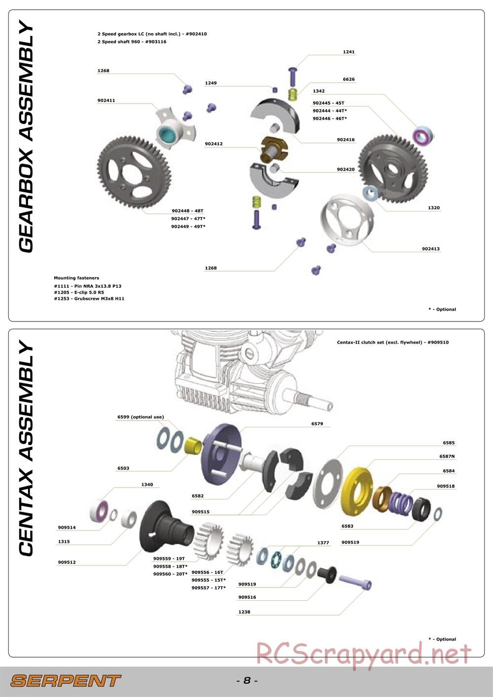 Serpent - 960 - Exploded View and Parts List - Page 8