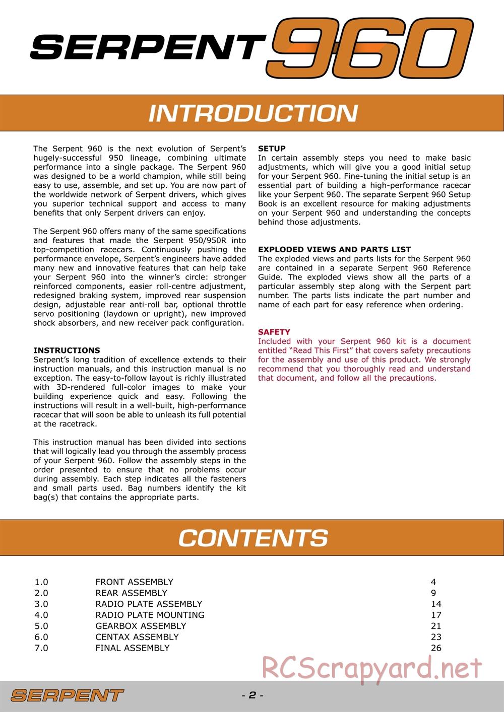 Serpent - 960 - Manual - Page 2