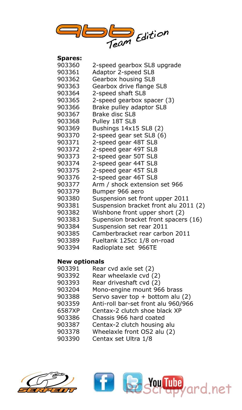 Serpent - 966 TE (Team Edition) - Update Manual - Page 11