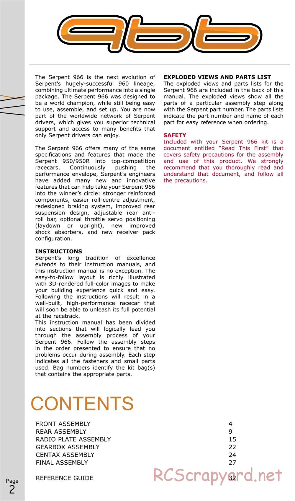 Serpent - 966 - Manual - Page 2
