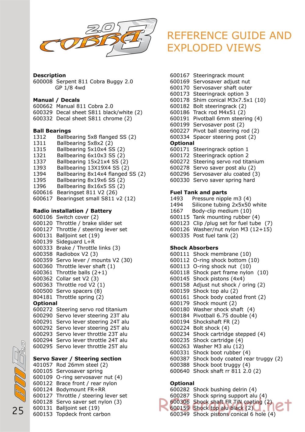 Serpent - Cobra 811 2.0 - Manual - Page 25