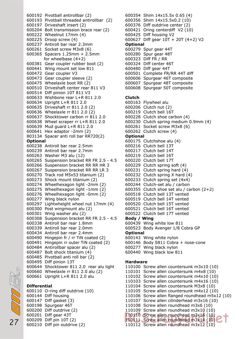 Serpent - Cobra 811 2.0 - Manual - Page 27