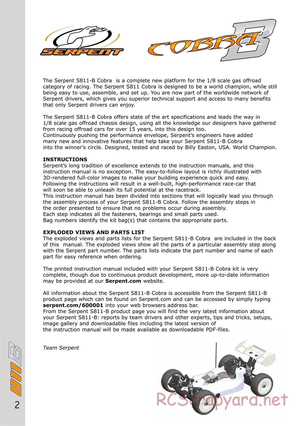 Serpent - Cobra 811 - Manual - Page 2