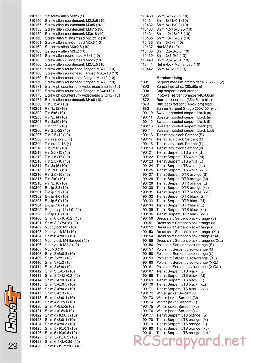 Serpent - Cobra GT - Manual - Page 29