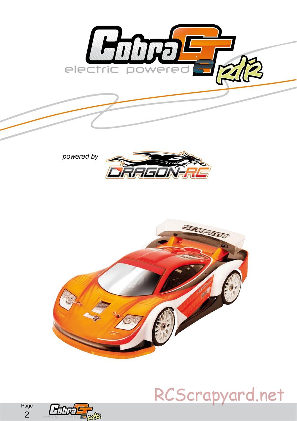 Serpent - Cobra GTe RTR - Manual - Page 2