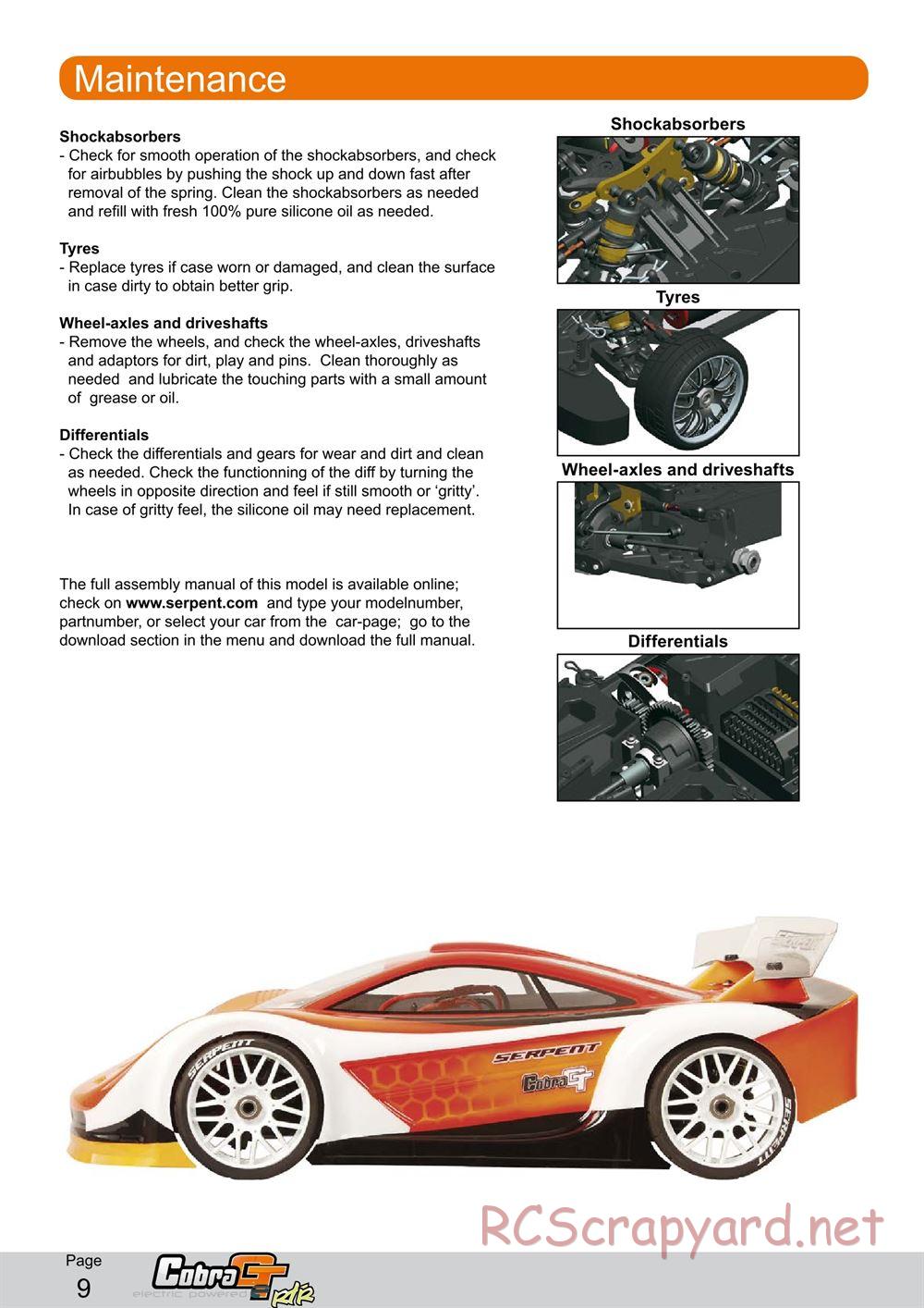Serpent - Cobra GTe RTR - Manual - Page 9