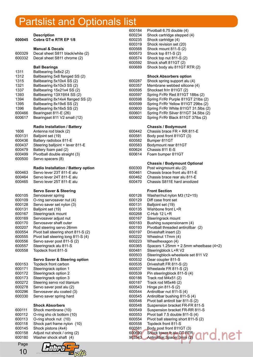 Serpent - Cobra GTe RTR - Manual - Page 10