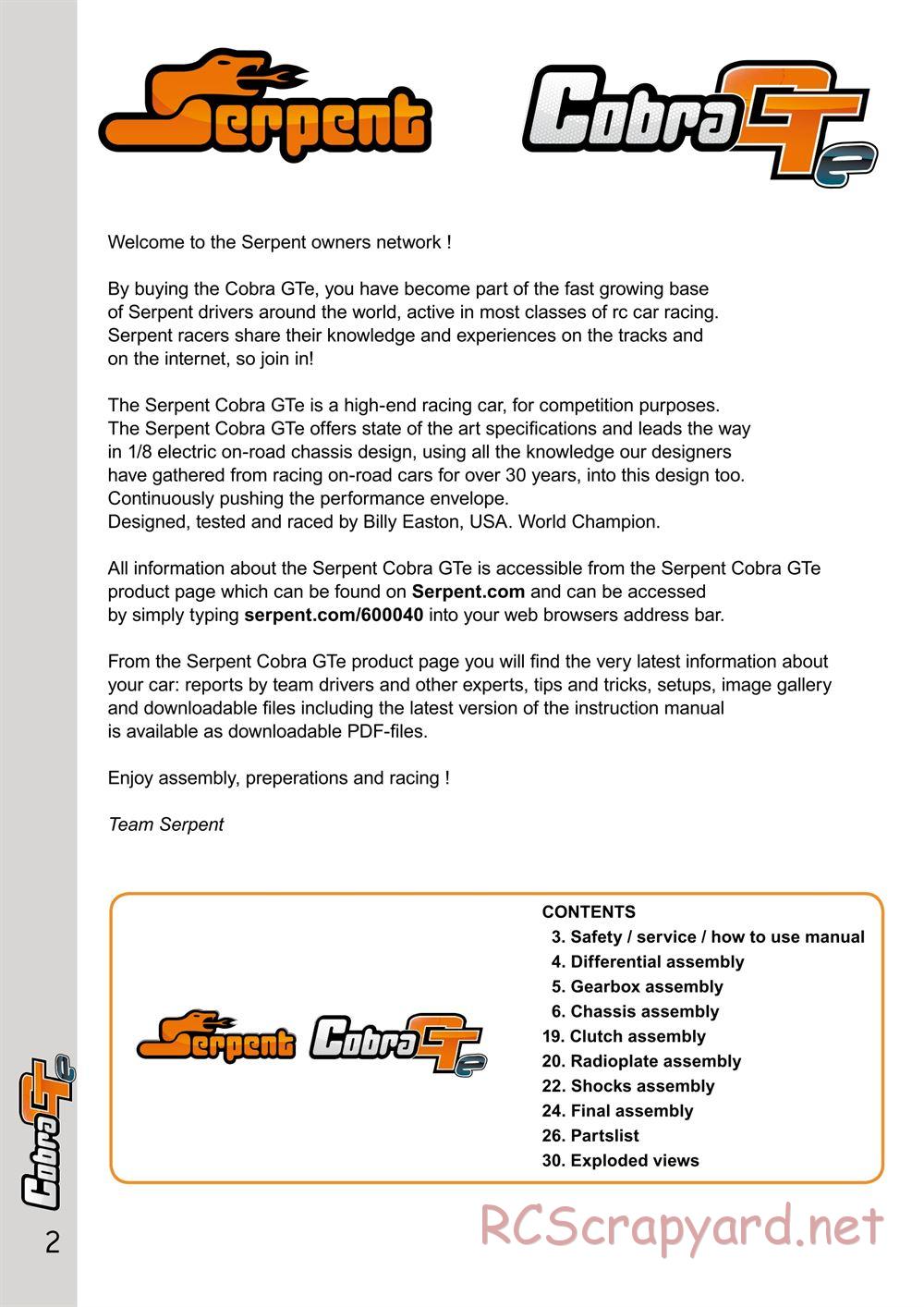 Serpent - Cobra GTe - Manual - Page 2