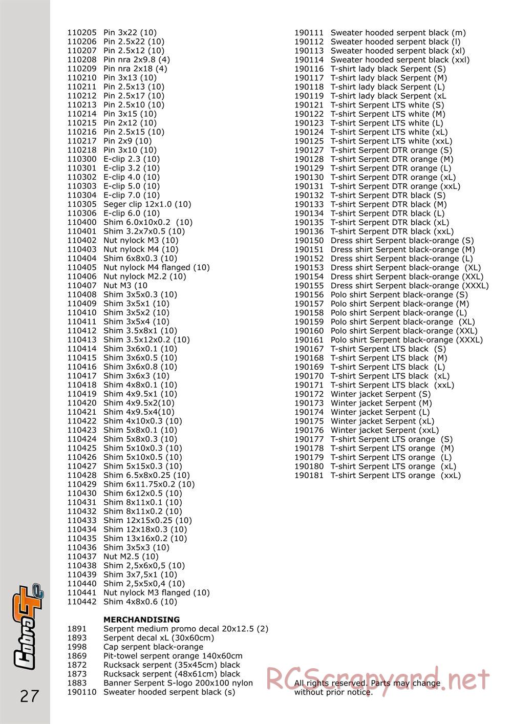 Serpent - Cobra GTe - Manual - Page 27