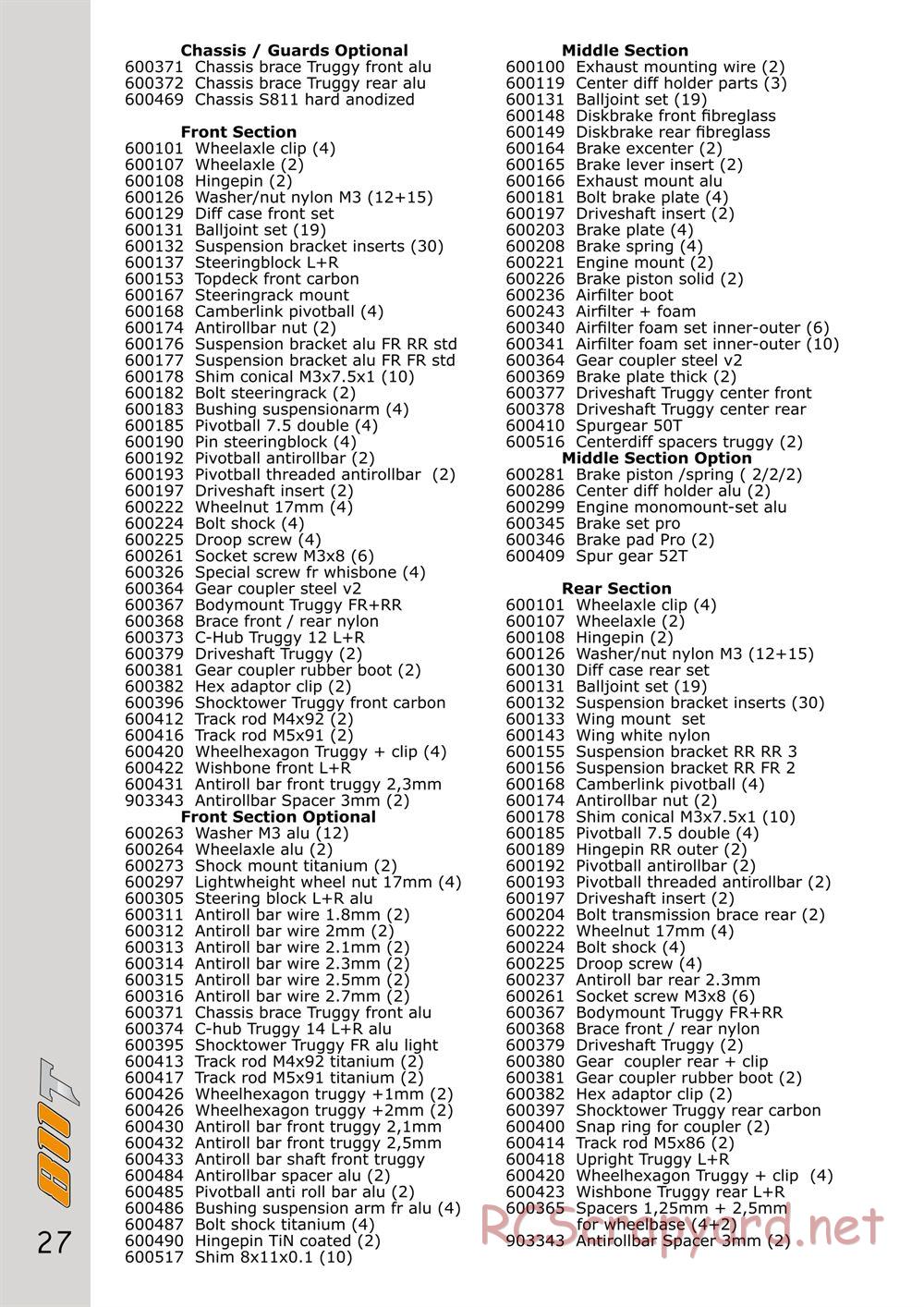 Serpent - Cobra T 811 - Manual - Page 27