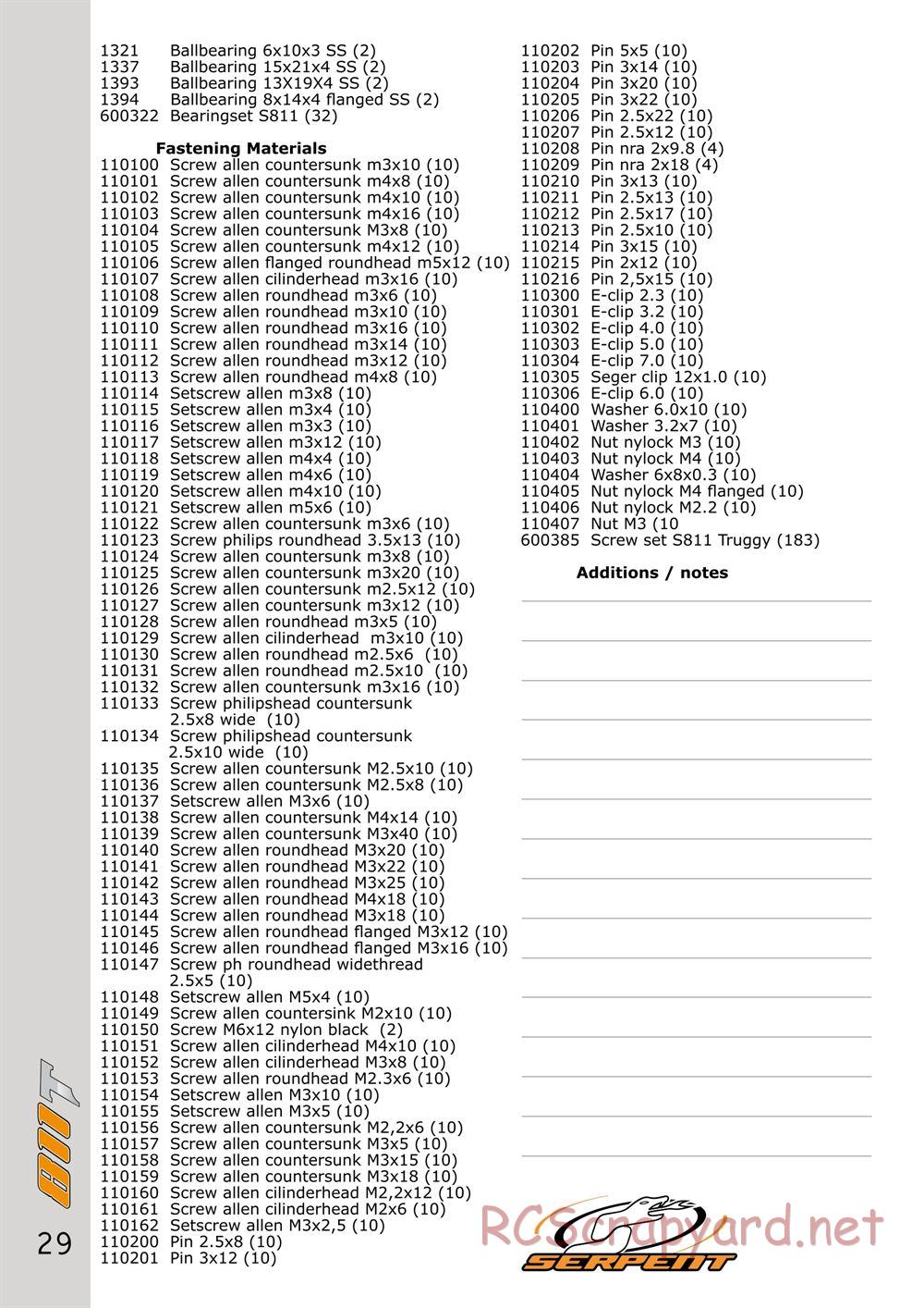 Serpent - Cobra T 811 - Manual - Page 29