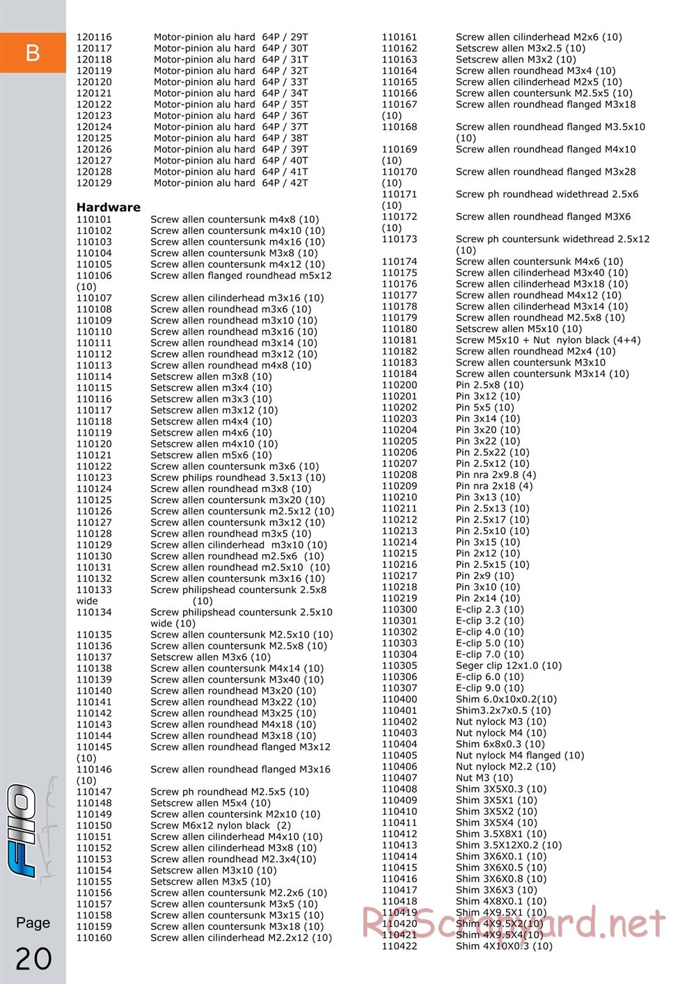 Serpent - F110 Formula 1/10 - Manual - Page 20