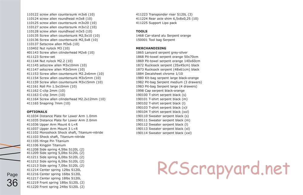 Serpent - S120 Link - Manual - Page 36