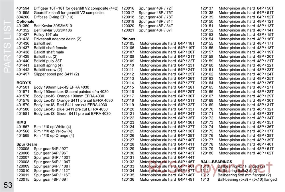 Serpent - S411 Eryx 2.0 - Manual - Page 53