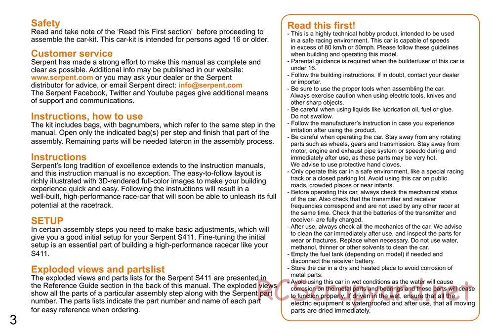 Serpent - S411 Sport - Manual - Page 3
