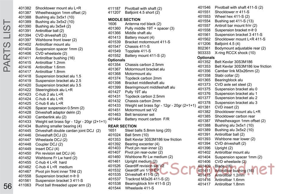 Serpent - S411 Sport - Manual - Page 56