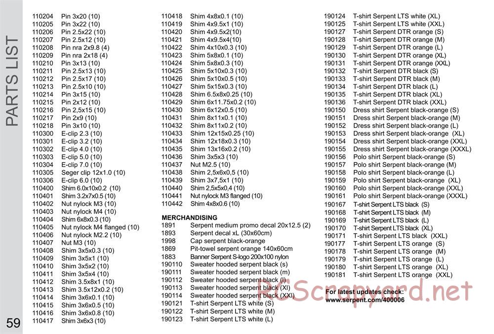 Serpent - S411 Sport - Manual - Page 59