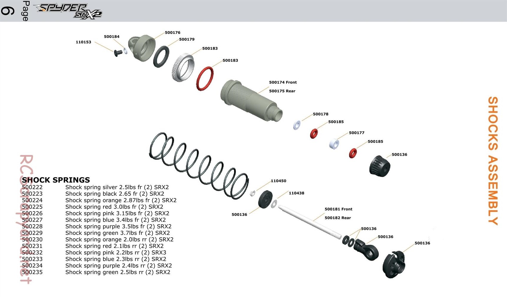 Serpent - Spyder SRX2 RM - Exploded View and Parts List - Page 6