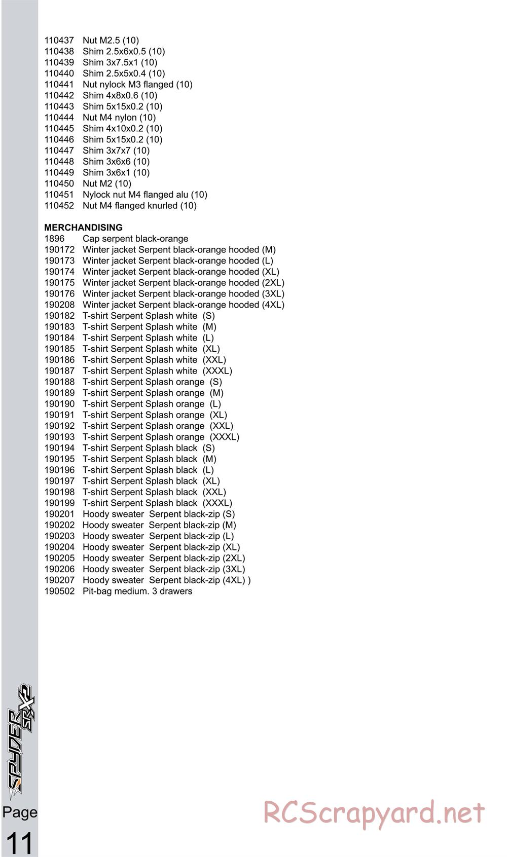 Serpent - Spyder SRX2 RM - Exploded View and Parts List - Page 13