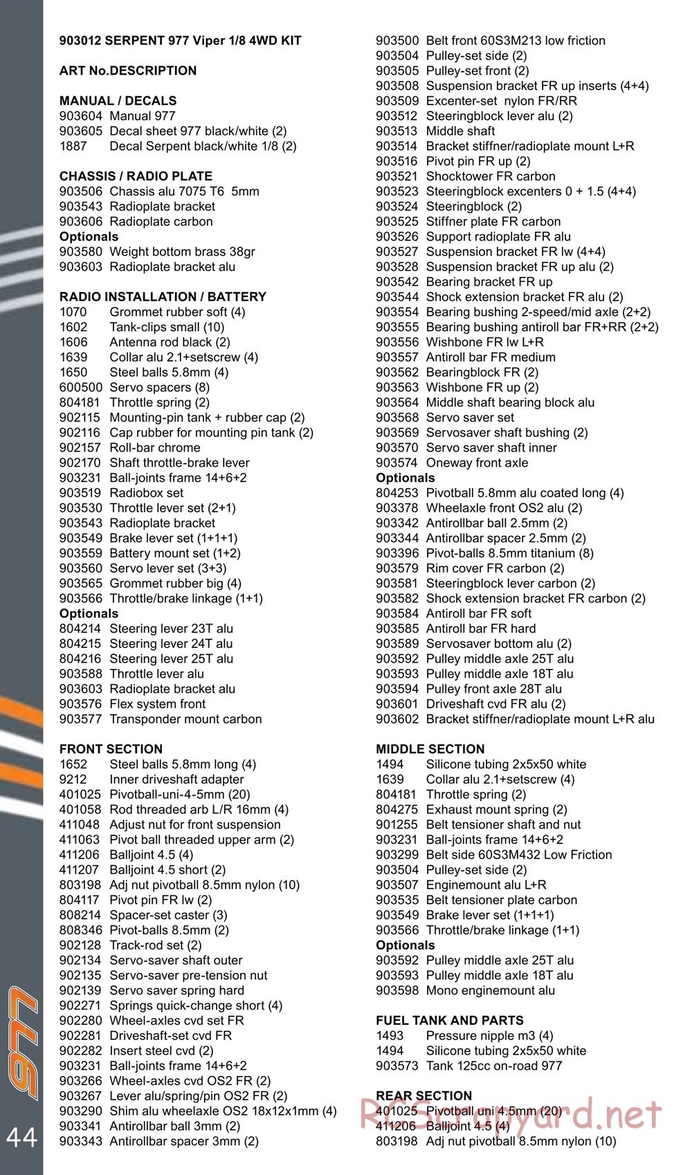 Serpent - Viper 977 - Manual - Page 44