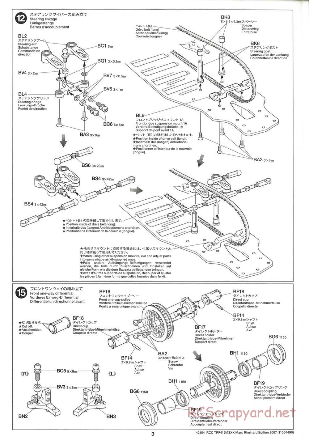 Tamiya - TRF415 MSXX - Marc Rheinard Edition 2007 Chassis - Manual - Page 3