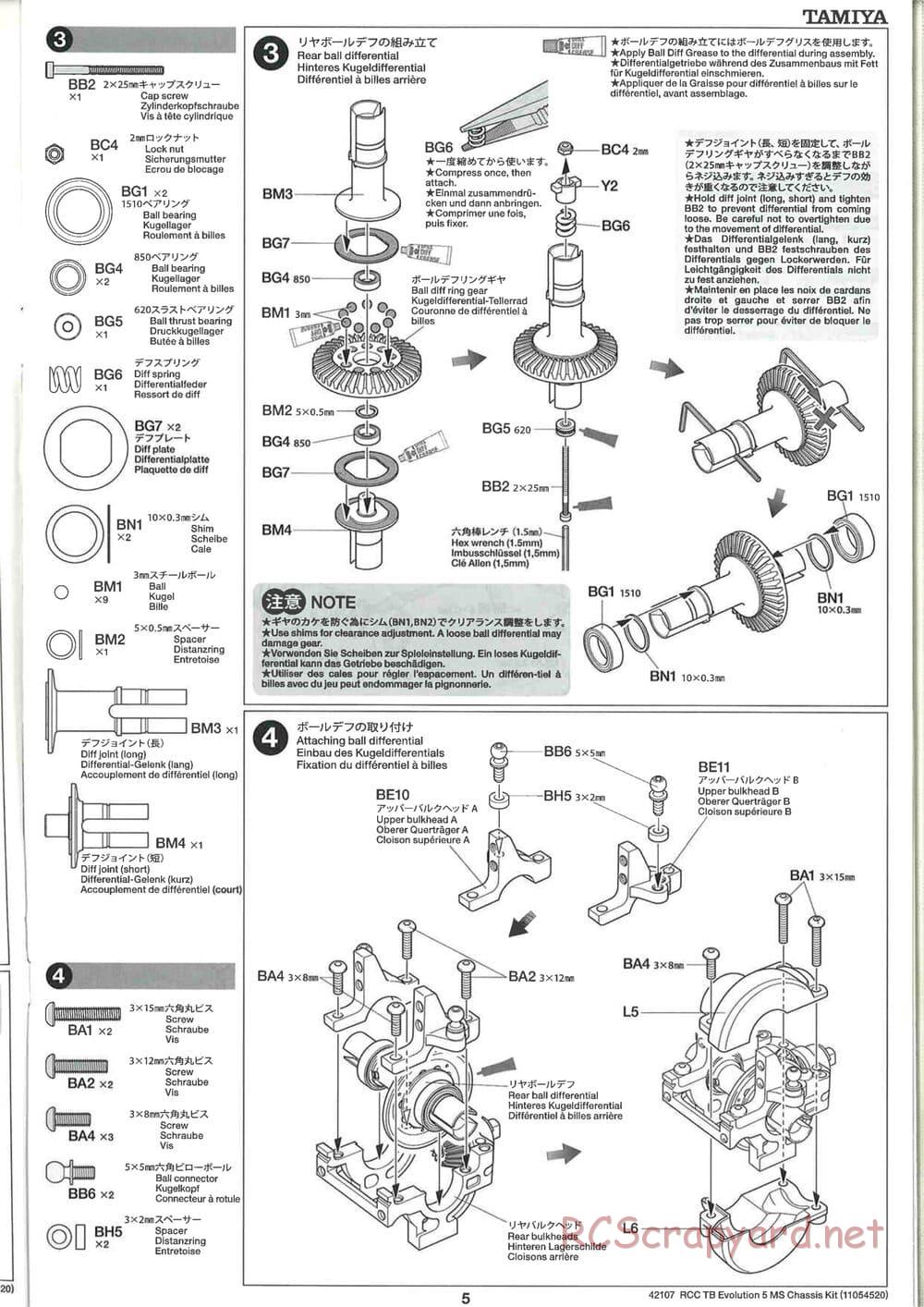 Tamiya - TB Evolution 5 MS Chassis - Manual - Page 5