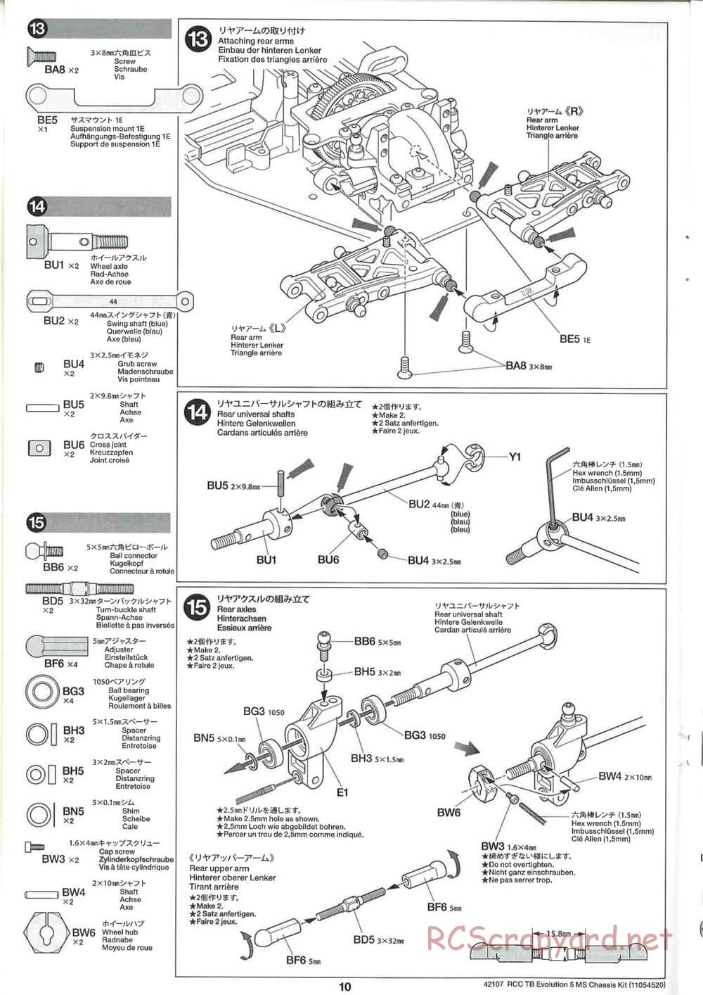 Tamiya - TB Evolution 5 MS Chassis - Manual - Page 10
