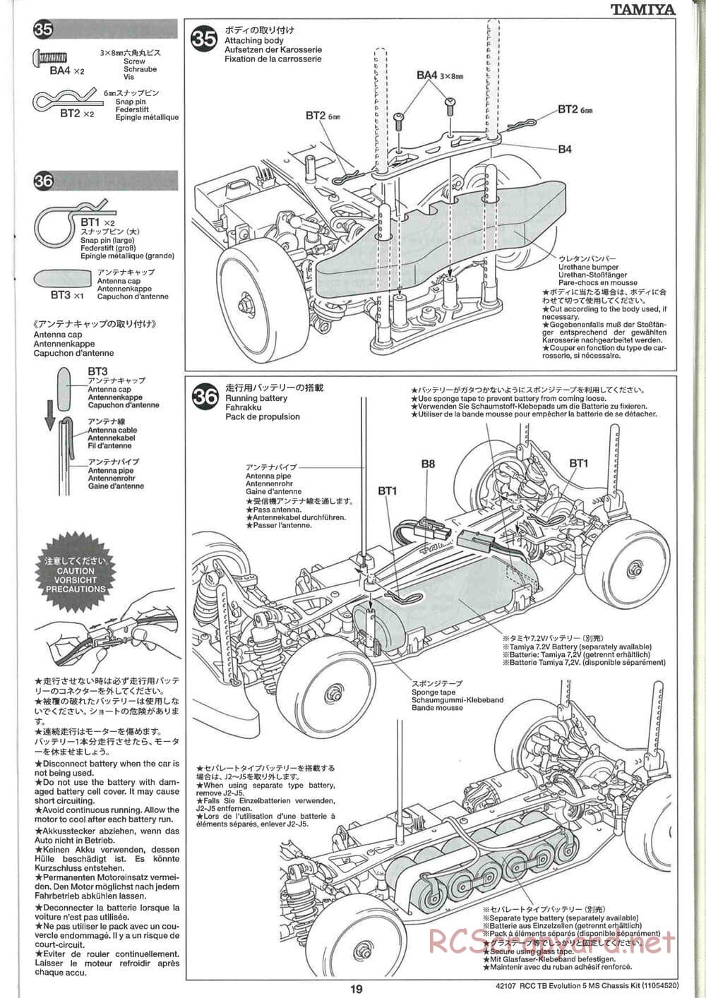 Tamiya - TB Evolution 5 MS Chassis - Manual - Page 19