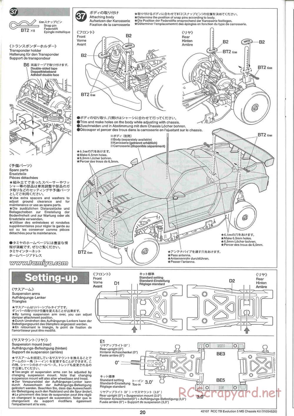 Tamiya - TB Evolution 5 MS Chassis - Manual - Page 20