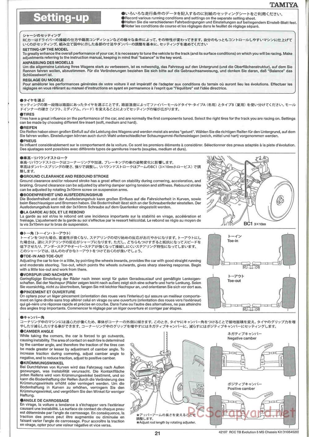 Tamiya - TB Evolution 5 MS Chassis - Manual - Page 21