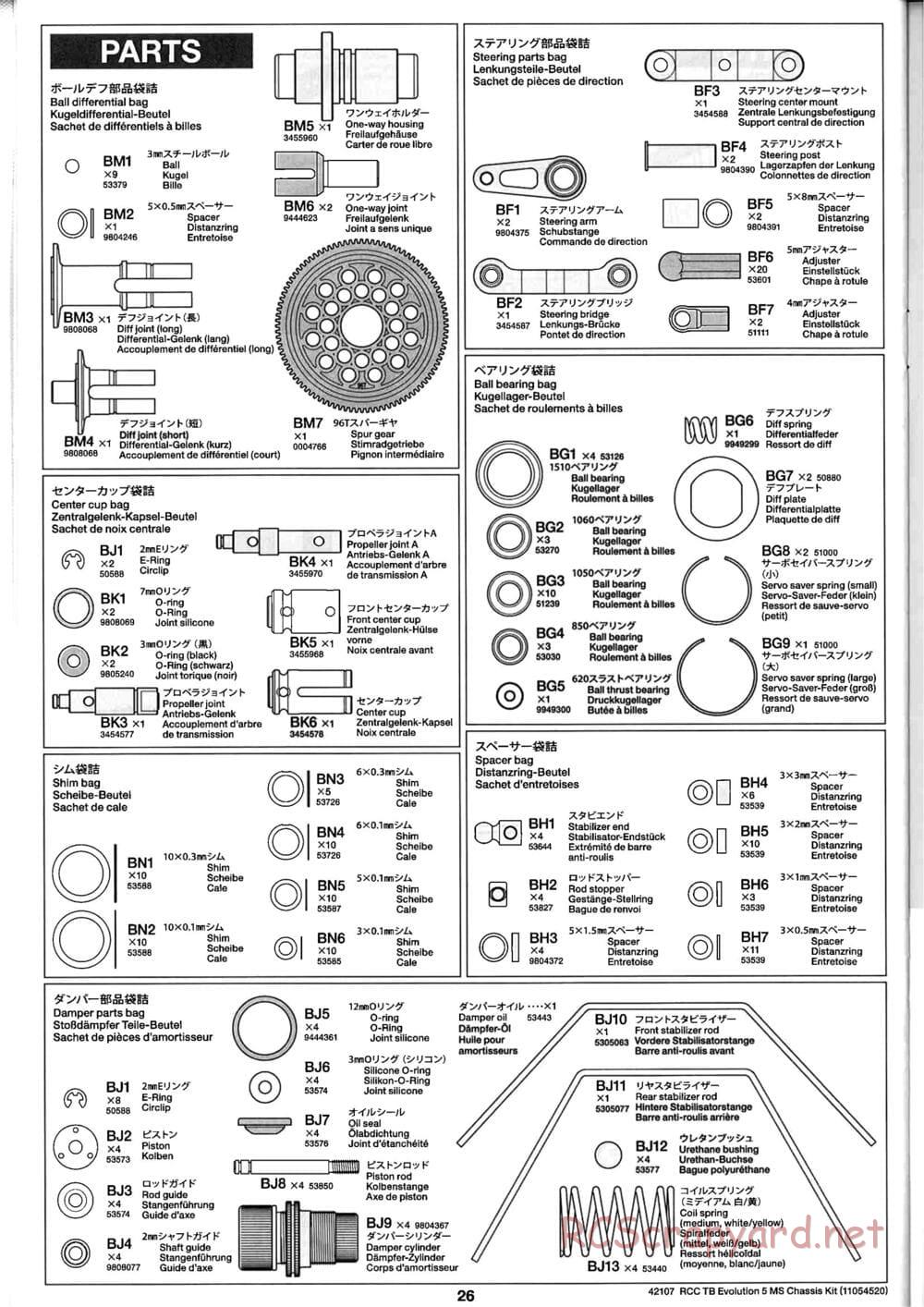 Tamiya - TB Evolution 5 MS Chassis - Manual - Page 26