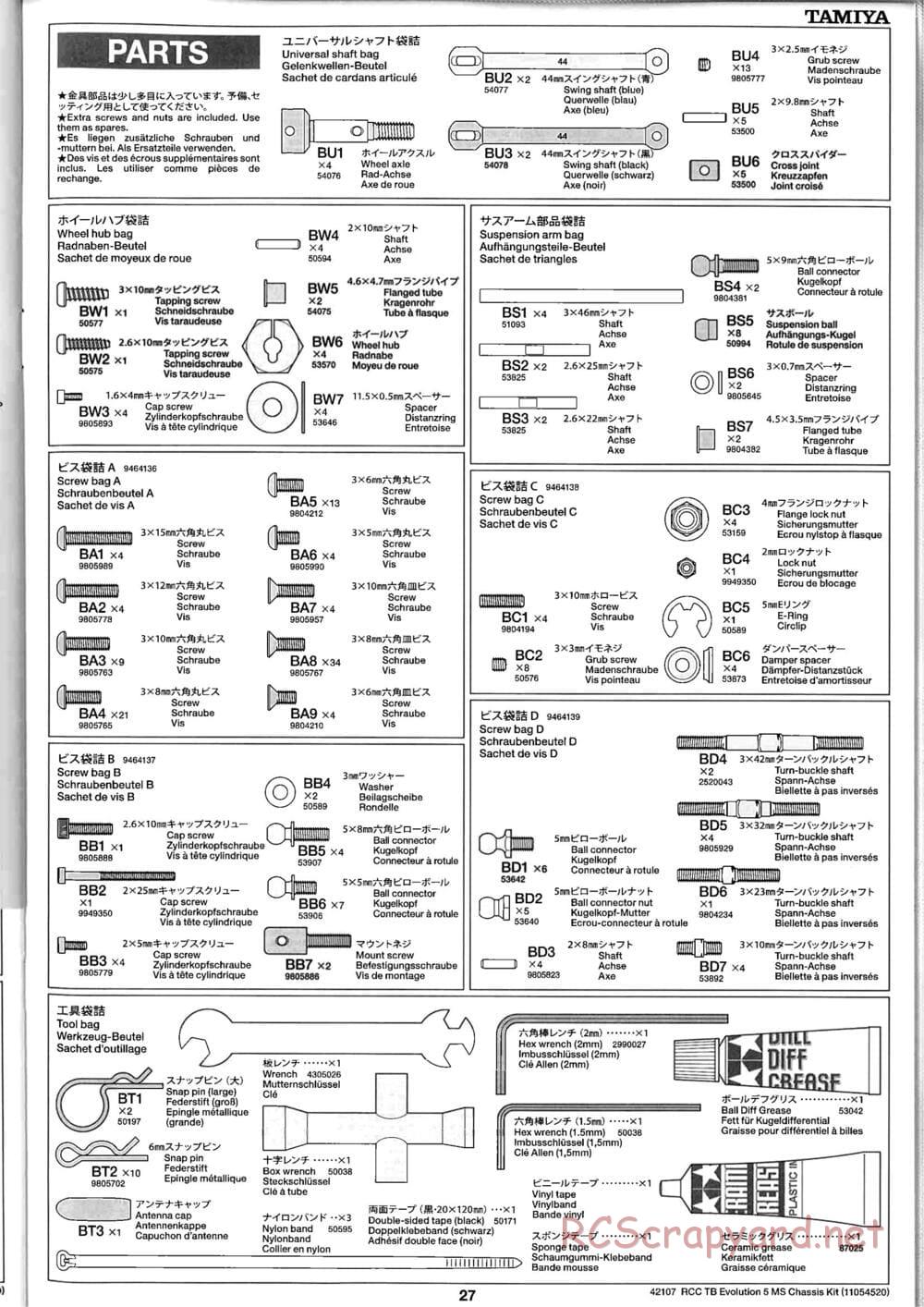Tamiya - TB Evolution 5 MS Chassis - Manual - Page 27