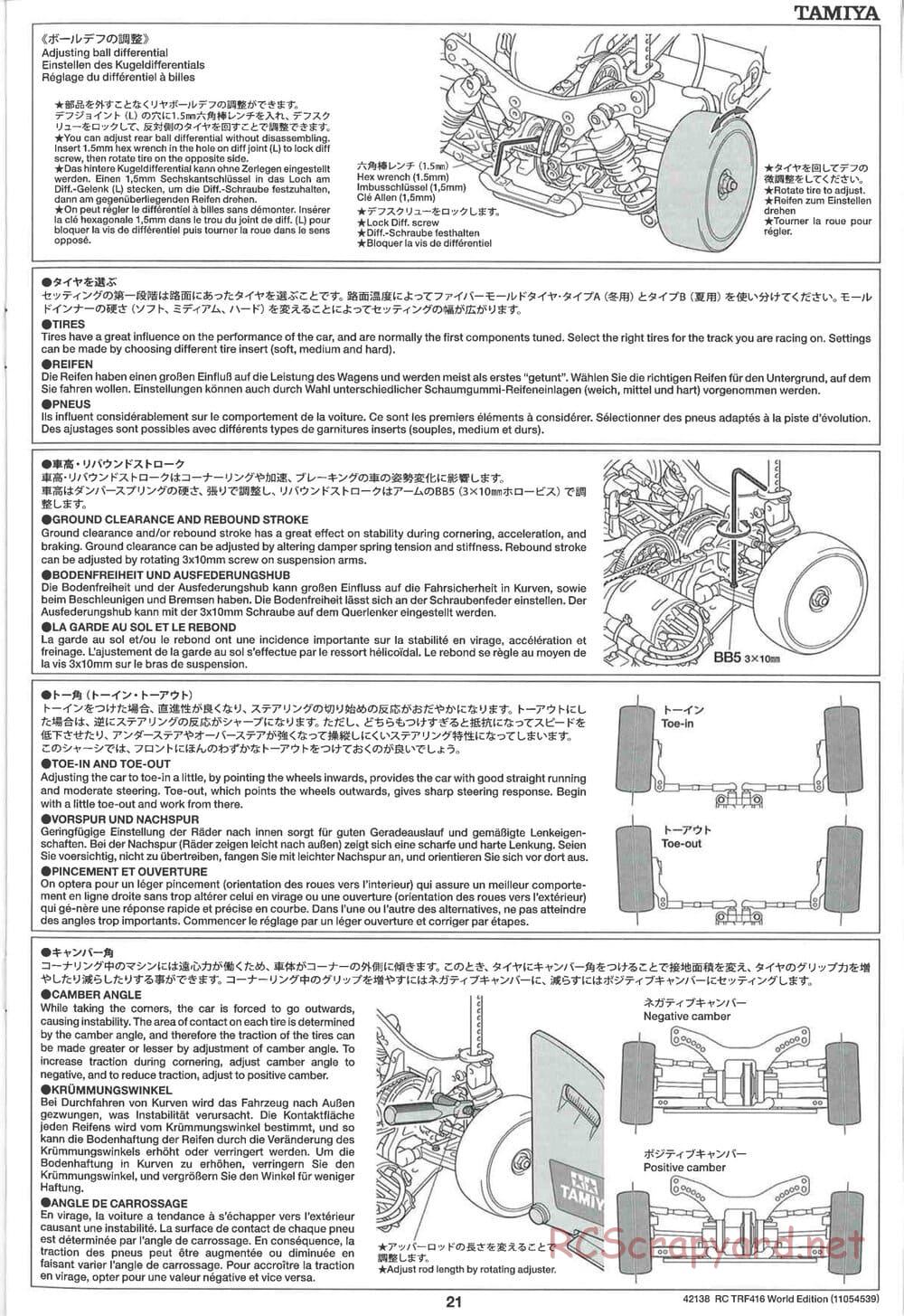 Tamiya - TRF416 World Edition Chassis - Manual - Page 21