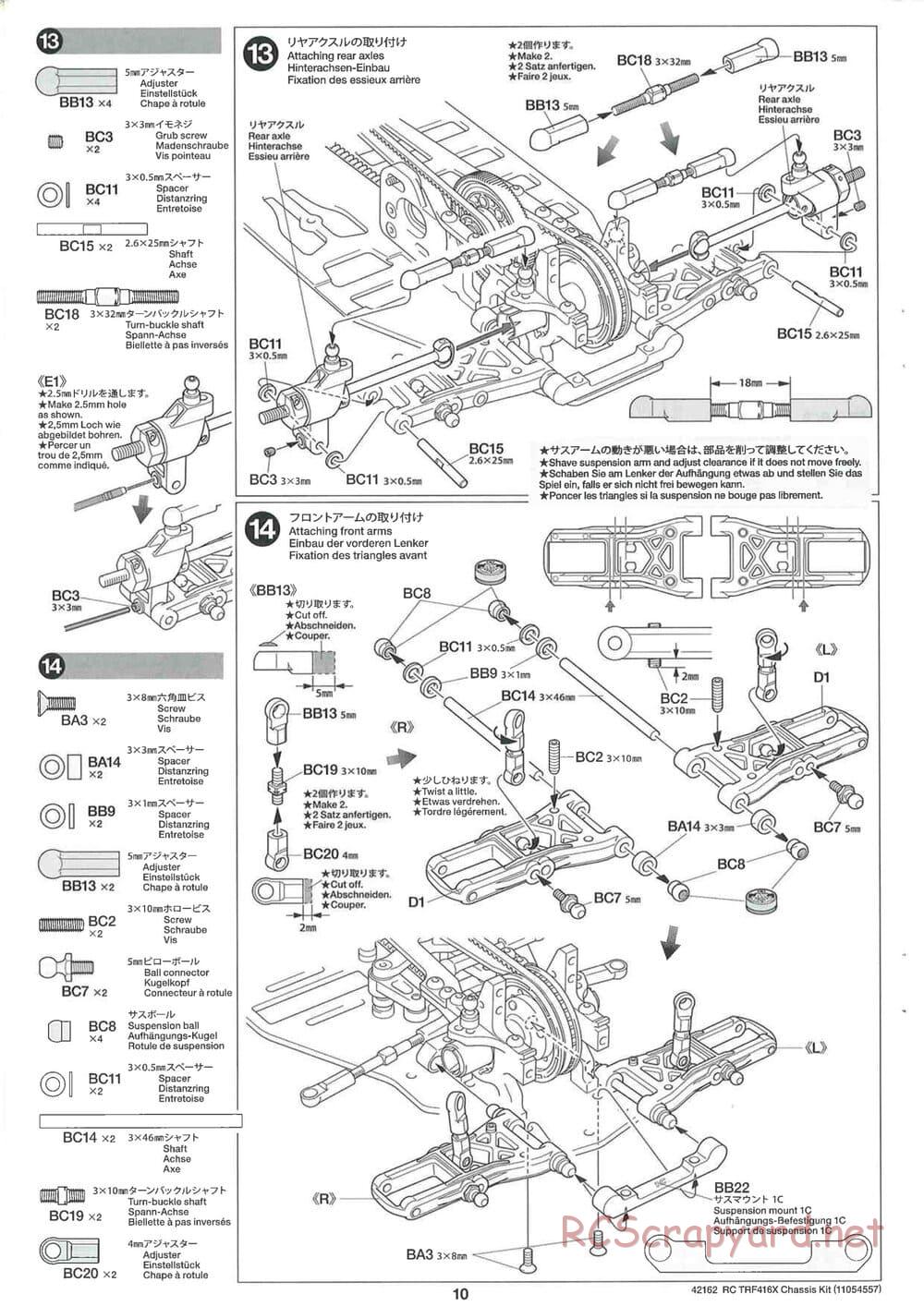 Tamiya - TRF416X Chassis - Manual - Page 10