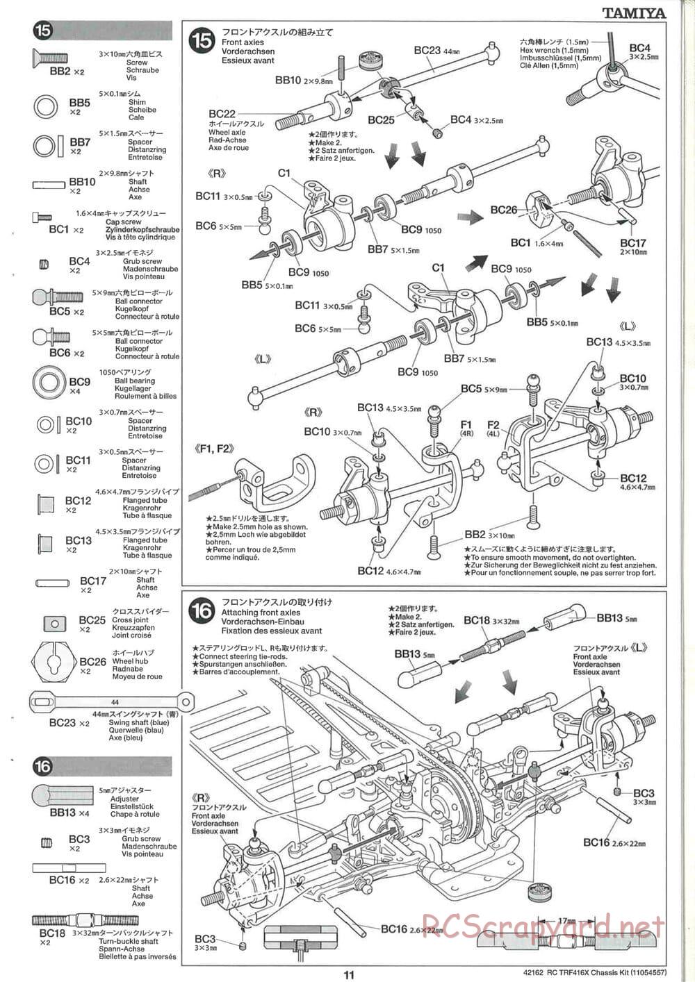 Tamiya - TRF416X Chassis - Manual - Page 11