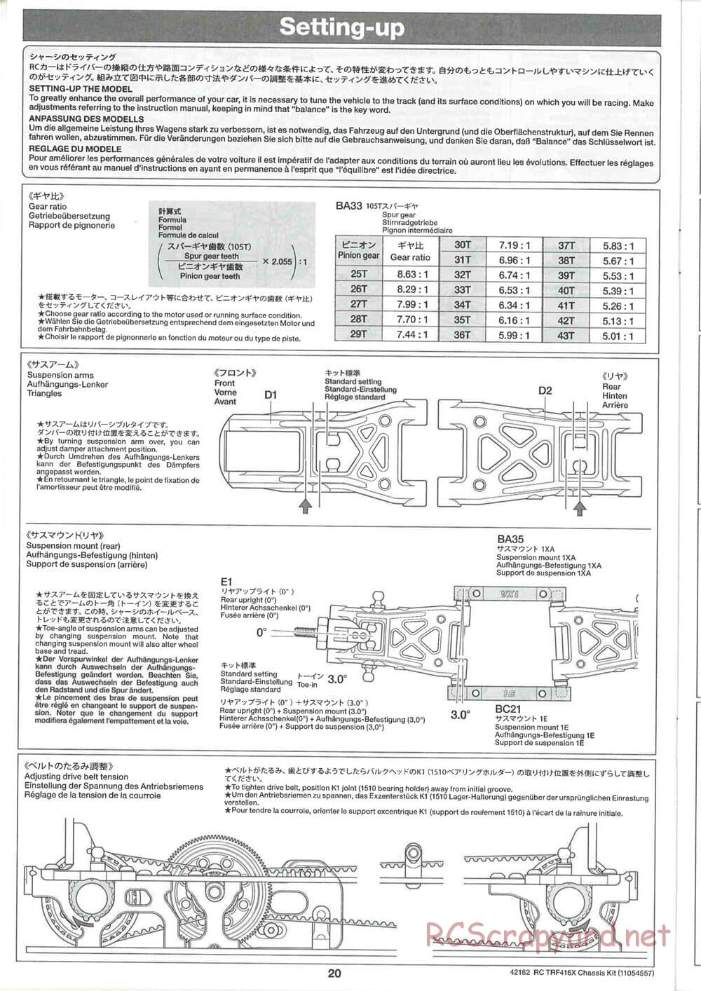Tamiya - TRF416X Chassis - Manual - Page 20