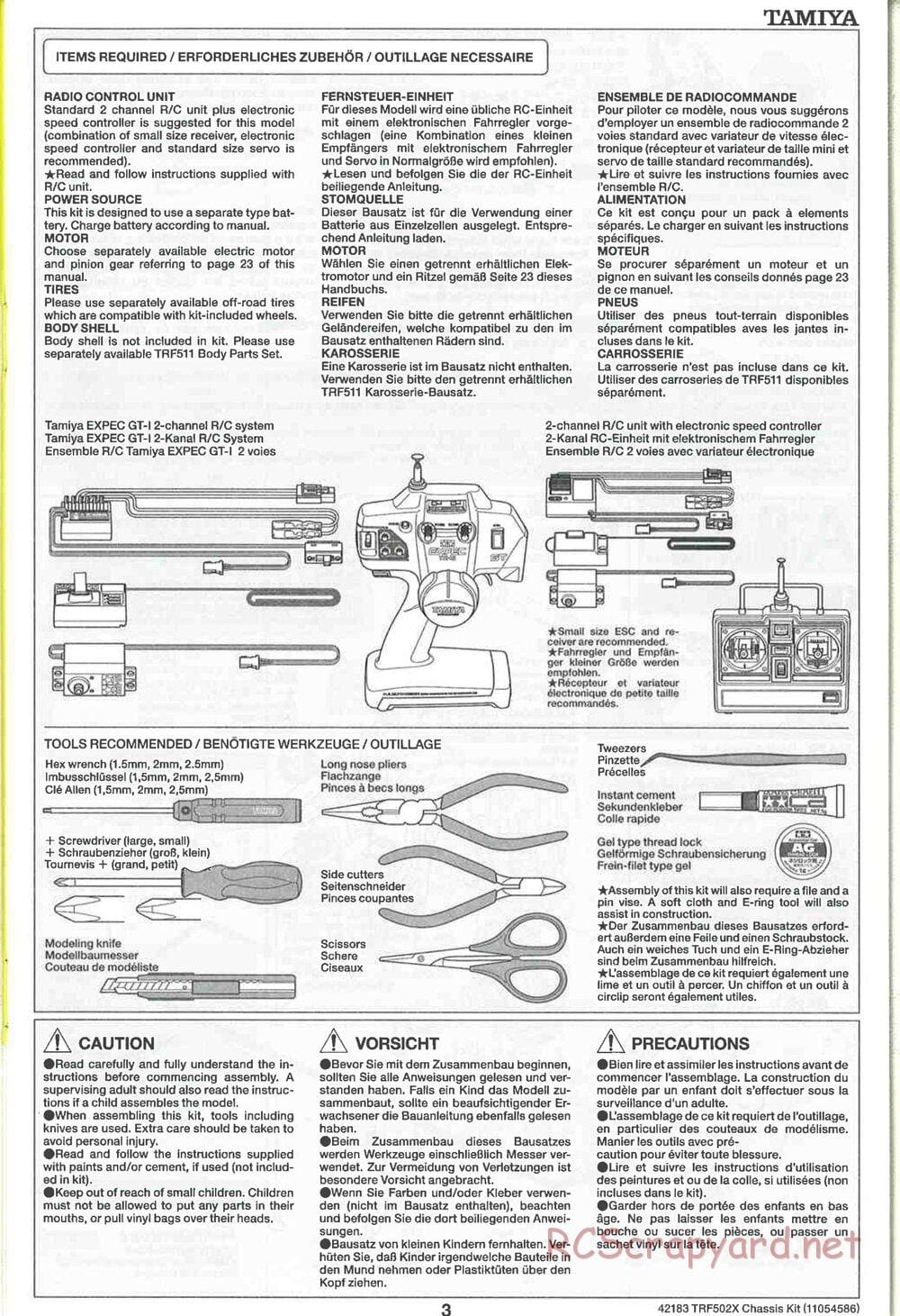 Tamiya - TRF502X Chassis - Manual - Page 3